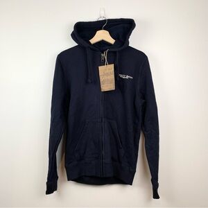 NWT Schott Bros NYC Hoodie Sweater Navy Logo Size Medium Full Zip Cotton Active